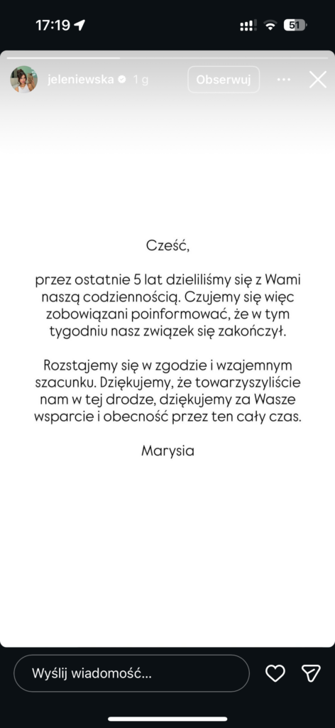 To pewne. Jeleniewska i Kuba Nowosiński rozstali się