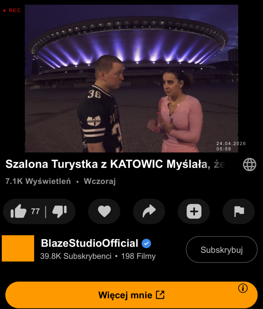PaolaBlaze nagrała film w spodku na pomarańczową platformę. Jest nagranie