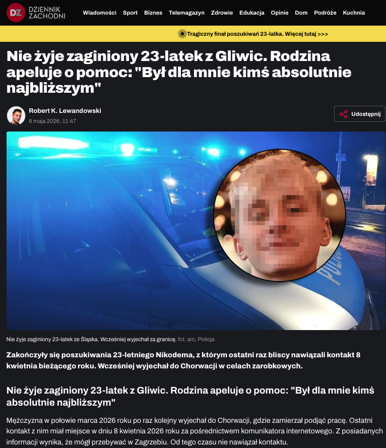 Polski youtuber nie żyje Narcyz. Jest zbiórka na sprowadzenie zwłok do kraju