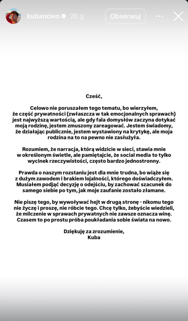 Szok. Były chłopak Jeleniewskiej wyjawił powód rozstania