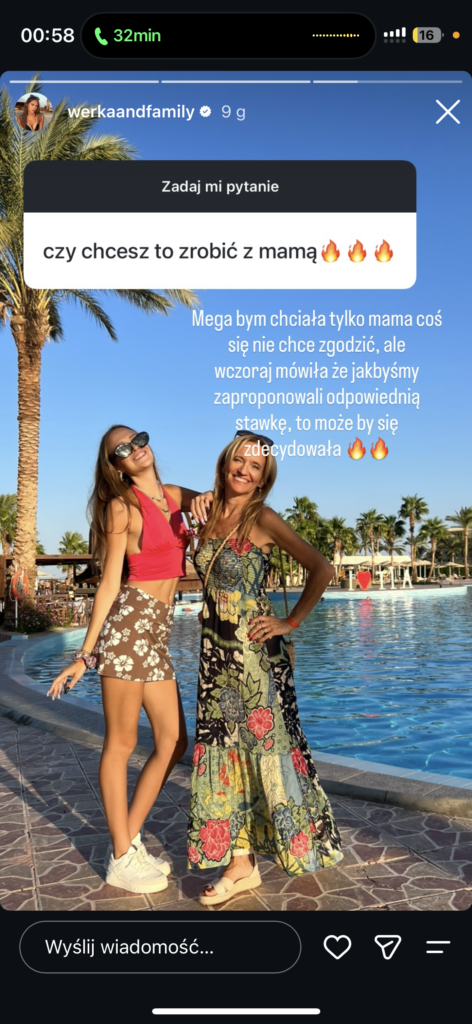 Grubo. Werka chce to zrobić z Mamą. Ale są pewne warunki